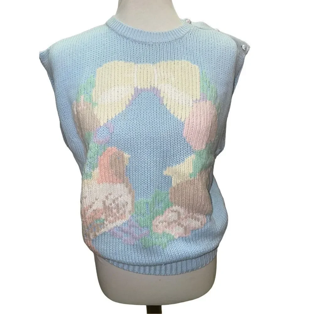 The Eagles Eye Vintage Light Blue Sleeveless Sweater Size Medium